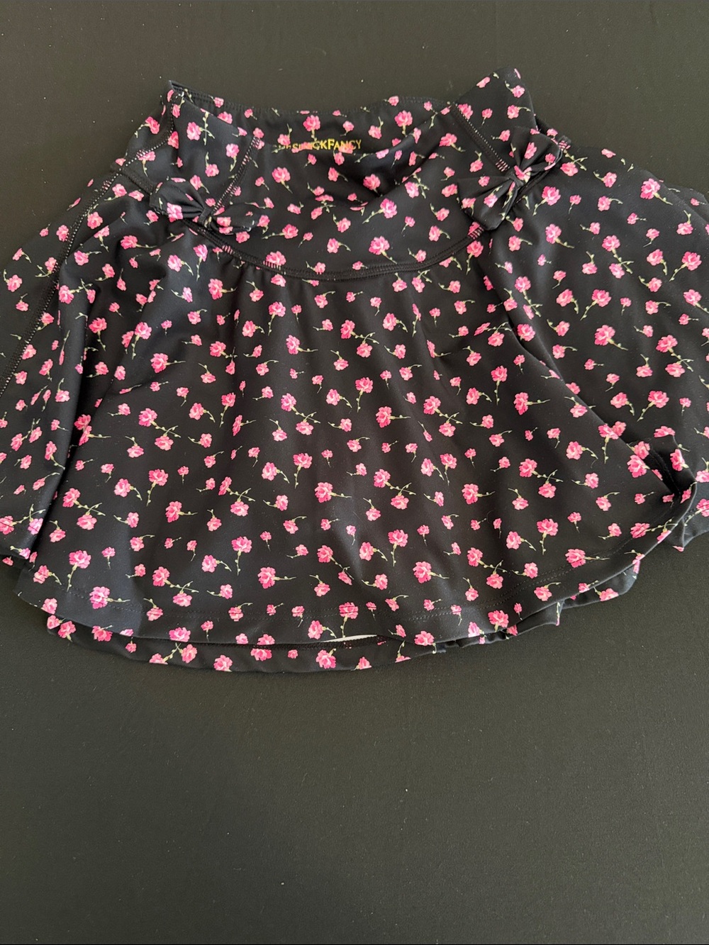LoveShackFancy Black Floral Ruffled Girls Skirt